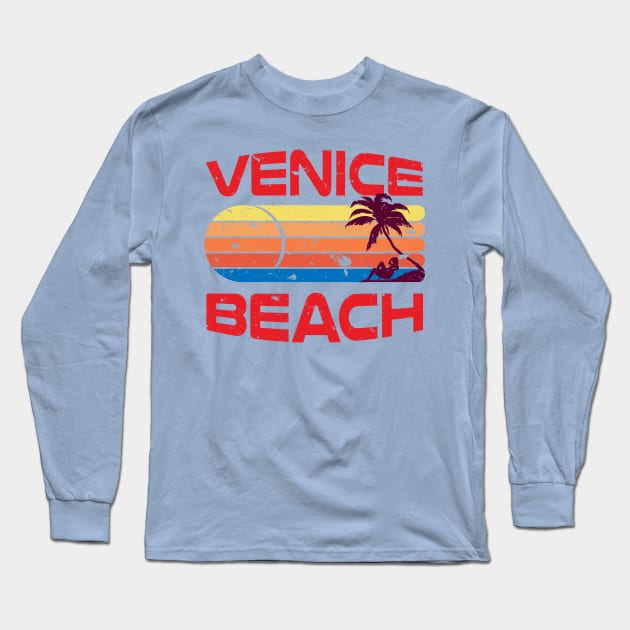 Vintage Style Distressed Venice Beach Long Sleeve T-Shirt by Brobocop